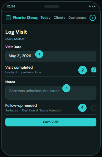 Registrar visita