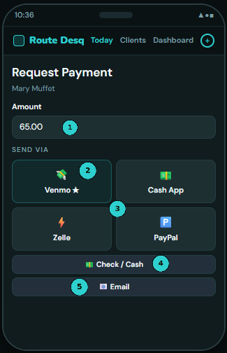 Request Payment screen